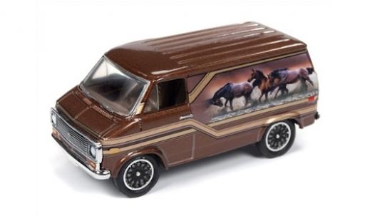 Diecast model cars Chevrolet Van fourgon metallic brown/Dekor 1975 1/64 Racing Champions