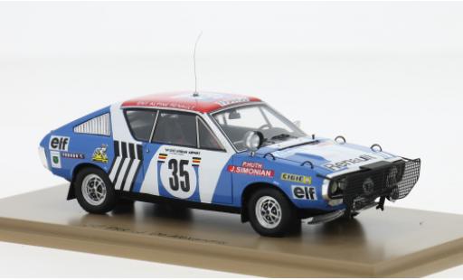 Diecast model cars Renault 17 Base Rally East African Safari 1975 #35 J.F.Piot/J.De Alexandris 1/43 Spark