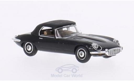 Diecast model cars Jaguar E-Type Roadster black 1971 hood closed without Vitrine 1/87 Ricko