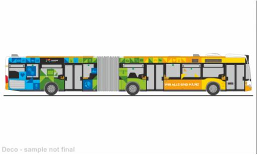 Diecast model cars Mercedes Citaro G 2011 MVG Mainz - Mainz ist bunt 1/87 Rietze