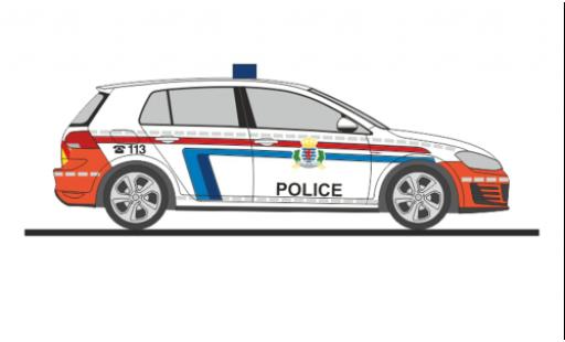 Diecast model cars Volkswagen Golf GTI VII Police (LU) 1/87 Rietze