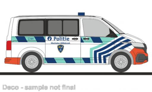 Diecast model cars Volkswagen T6 T6.1 .1 bus Politie Mechelen (BE) 1/87 Rietze