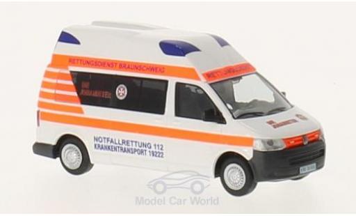 Diecast model cars Volkswagen T5 Base Ambulance Mobil Hornis Silver Die Johanniter Braunschweig 1/87 Rietze