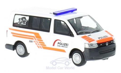 Diecast model cars Volkswagen T5 Base Police Baselland (CH) without Vitrine 1/87 Rietze