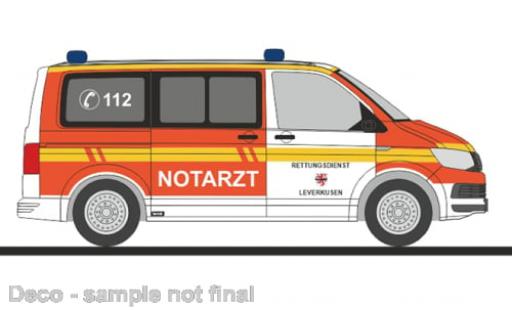 Diecast model cars Volkswagen T6 T6 Bus Rettungsdienst Leverkusen 1/87 Rietze