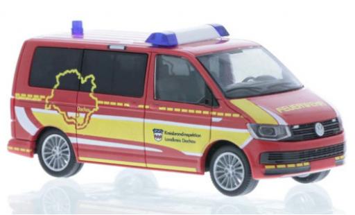 Diecast model cars Volkswagen T6 T6 Fire brigade roofau Kreisbrandinspektion court- empattement 1/87 Rietze