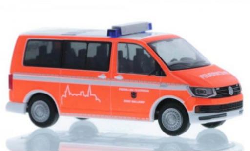 Diecast model cars Volkswagen T6 T6 Fire brigade Walldorf court- empattement 1/87 Rietze