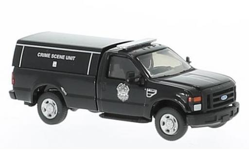 Diecast model cars Ford F-350 Pickup XL SRW black Crime Scene Unit Regular Cab avec fourgon montage sans Vitrine 1/87 River Point