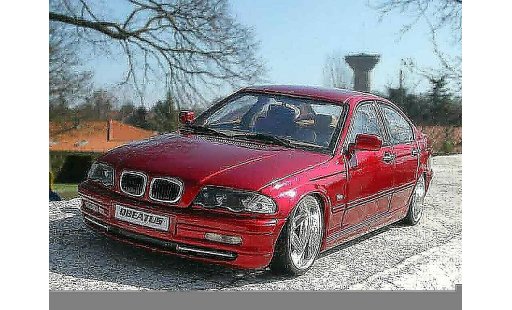 Bmw 328 tuning 1/18 Welly E46 red candy et jantes chromes diecast model cars