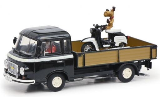 Diecast model cars Barkas B 1000 plateau flatbed Christmas Edition 2021 with Ladegut and Fahrerfigur 1/43 Schuco