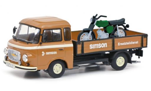 Diecast model cars Barkas B 1000 plateau flatbed Simson Ersatzteildienst with Simson S51 1/43 Schuco