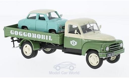 Diecast model cars Hanomag L28 Pritsche flatbed Goggomobile Service with Goggomobile 1/43 Schuco