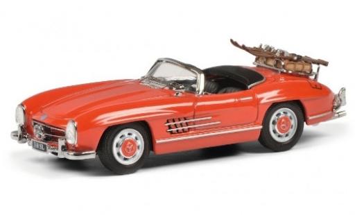 Diecast model cars Mercedes 300 Roadster SL (W198 II) red with Skitr&Atilde;&curren;ger and Ladegut 1/43 Schuco
