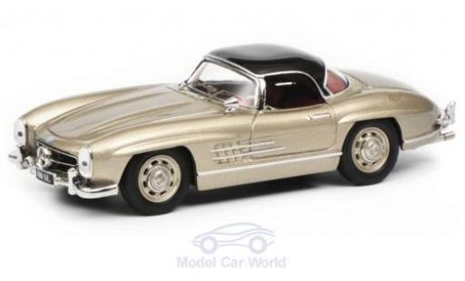 Diecast model cars Mercedes 300 Roadster SL (W198) metallic beige/black 1/43 Schuco