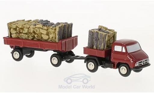 Diecast model cars Mercedes Unimog 406-425 U411 red with Anh&Atilde;&curren;nger and Holzbeladung 1/90 Schuco