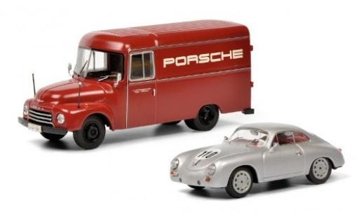 Diecast model cars Porsche 356 Base van Porsche Racing avec Porsche 356 Rennfahrzeug 1/43 Schuco