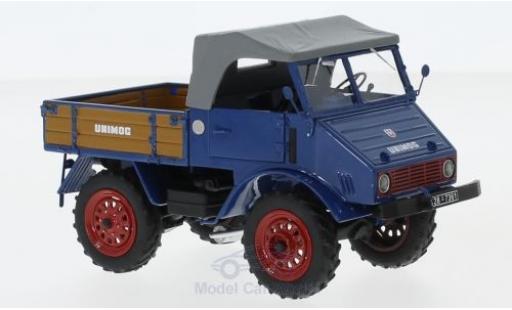 Diecast model cars Mercedes Unimog 401-404 U401 blue with Holzflatbed 1/32 Schuco