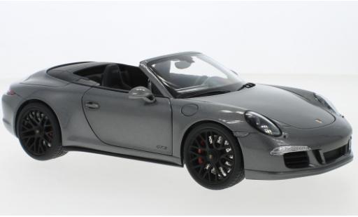 Diecast model cars Porsche 911 GTS (991.1) Carrera cabriolet metallise grey 1/18 Schuco