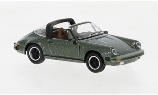 Diecast model cars Porsche 911 Targa Carrera 3.2 metallise green 1/87 Schuco