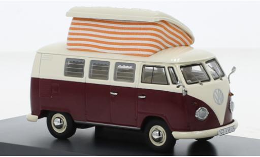 Diecast model cars Volkswagen T1 Base Camper red /beige 1/43 Schuco