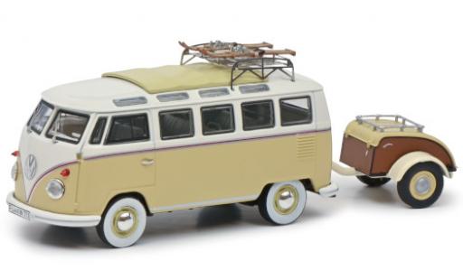 Diecast model cars Volkswagen T1 Base Samba beige/white Wintersport with Westfalia Anh&Atilde;&curren;nger and roofgep&Atilde;&curren;cktr&Atilde;&curren;ger 1/43 Schuco