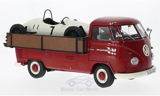 Diecast model cars Volkswagen T1 B Westfalia flatbed Porsche with Ladegut formula Vau Racing car 1/18 Schuco