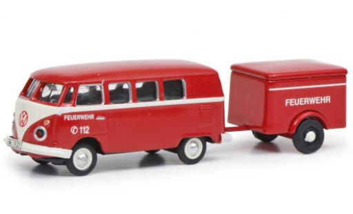 Diecast model cars Volkswagen T1 Base c Bus Fire brigade with Anh&Atilde;&curren;nger 1/87 Schuco