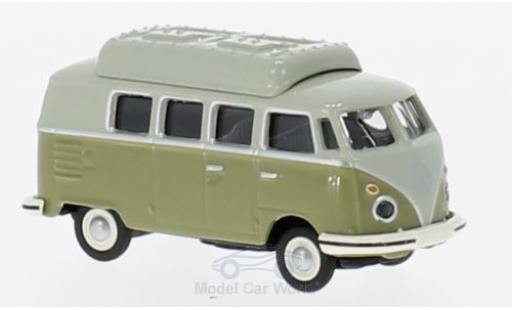Diecast model cars Volkswagen T1 A c Camper green/grey 1/87 Schuco