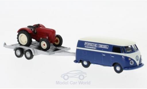 Diecast model cars Volkswagen T1 A c Van with Autoanh&Atilde;&curren;nger and Porsche Junior 1/87 Schuco