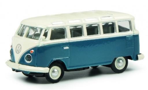 Diecast model cars Volkswagen T1 Base c Samba blue/white 1/87 Schuco