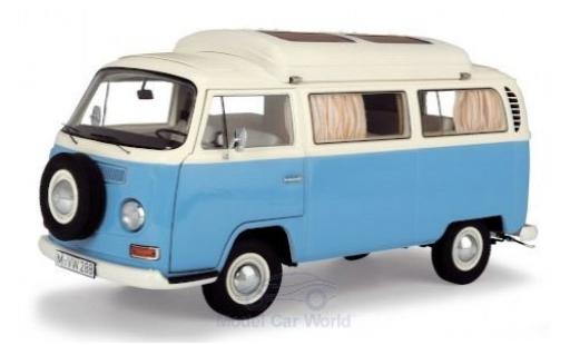 Diecast model cars Volkswagen T2 A Campingbus blue/white 1/18 Schuco
