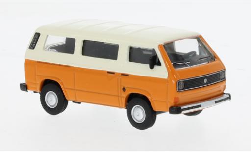 Diecast model cars Volkswagen T3 Base Bus orange/beige 1/64 Schuco