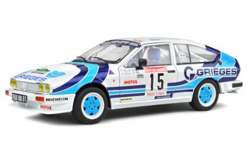 Diecast model cars Alfa Romeo Alfetta gtv6 V6 No.15 Rally des Garrigues 1986 C.Rigollet/M.Bathelot 1/18 Solido