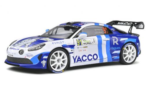 Diecast model cars Alpine A110 rgt Rally No.91 Rally WM Rally Monza 2020 P.Ragues/J.Pesenti 1/18 Solido