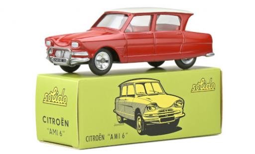 Diecast model cars Citroen Ami 6 Berline red/white 1/43 Solido