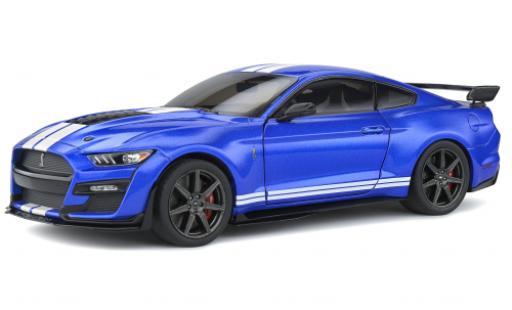 Diecast model cars Ford Mustang Shelby GT500 GT 500 Fast Track metallic blue/white 2020 1/18 Solido