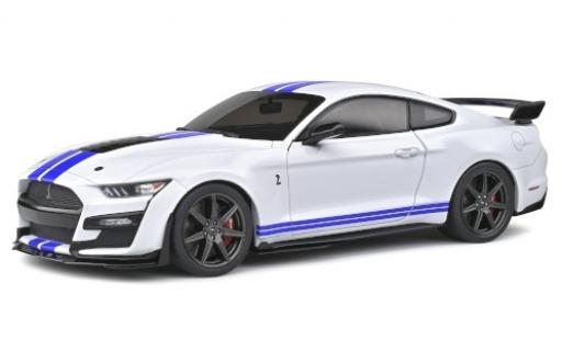 Diecast model cars Ford Mustang Shelby GT500 GT 500 Fast Track white/matt-blue 2020 1/18 Solido
