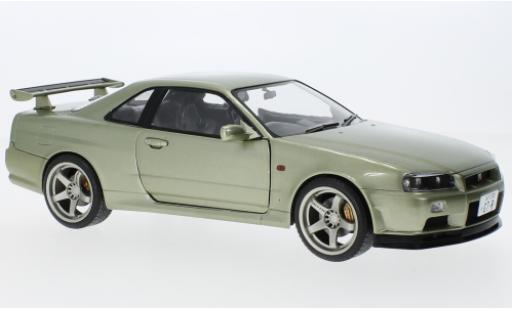 Diecast model cars Nissan Skyline R34 GT-R () metallise la chaux RHD 1999 1/18 Solido