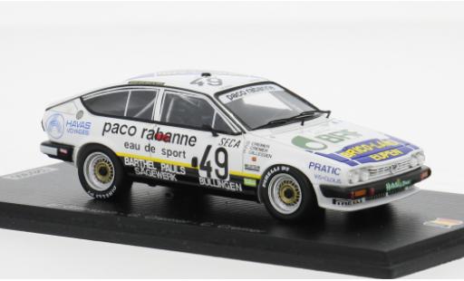 Diecast model cars Alfa Romeo Alfetta gtv V 6 24h Spa 1986 #49 1/43 Spark