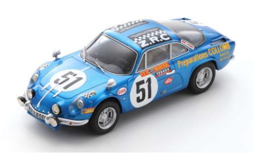 Diecast model cars Alpine A110 rallye Renault No.51 24h Le Mans 1968 B.Collomb/F.Lacarreau 1/43 Spark