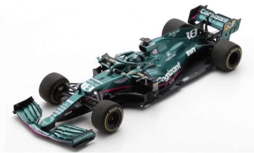 Diecast model cars Aston Martin AMR21 f1 1 No.18 Cognizant Team Cognizant formula 1 GP Bahrain 2021 L.Stroll 1/43 Spark