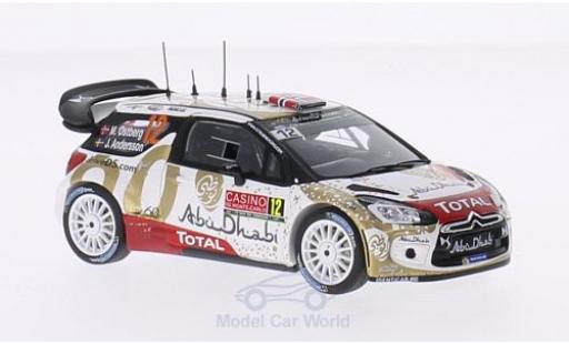 Diecast model cars DS Automobiles DS3 WRC Citroen No.12 Citroen Total Abu Dhabi WRT Total Rally Monte-Carlo 2015 M.Ostberg/J.Andersson 1/43 Spark