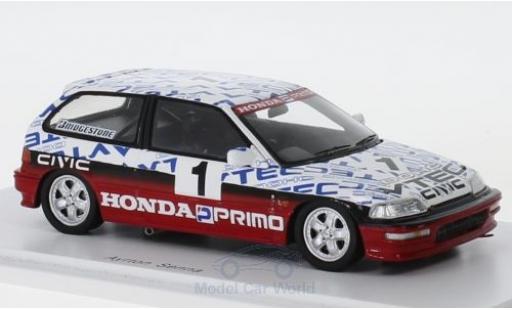Diecast model cars Honda Civic Course (EF9) Gr. N RHD No.1 Suzuka Test 1990 A.Senna 1/43 Spark