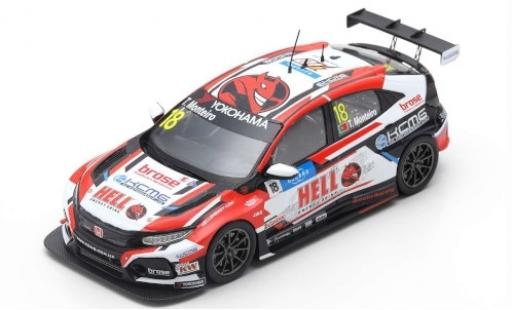 Diecast model cars Honda Civic Type R TCR No.18 KCMG Hell Energy Drink WTCR Villa Real 2019 T.Monteiro 1/43 Spark