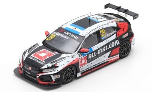 Diecast model cars Honda Civic Type R TCR No.29 M&Atilde;&frac14;nnich Motorsport ALL-INKL.-COM WTCR Hungaroring 2019 N.Girolami 1/43 Spark