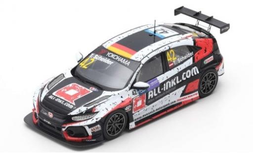 Diecast model cars Honda Civic Type R TCR No.42 WTCR Macau Guia Race 2018 T.Scheider 1/43 Spark