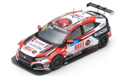 Diecast model cars Honda Civic Type R TCR No.9 KCMG Hell Energy Drink WTCR N&Atilde;&frac14;rburgring 2019 A.Tassi 1/43 Spark