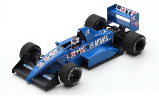 Diecast model cars Ligier JS3 Base 1 No.26 Gitanes formula 1 GP Italien 1988 v&iuml;&iquest;&frac12;hicule de test S.Johansson 1/43 Spark