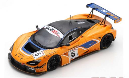 Diecast model cars McLaren 720 GT3 S No.5 12h Gulf 2018 B.Barnicoat/A.Parente/S.van Gisbergen 1/43 Spark