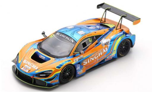 Diecast model cars McLaren 720 GT3 S No.61 ABSSA Motorsport Singha Blancpain GT World Challenge Asia 2019 P.Bhirombhakdi/K.Sawa 1/43 Spark
